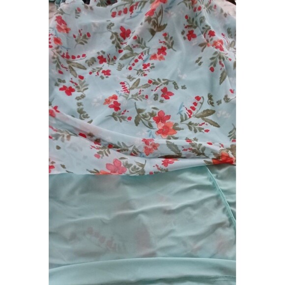 Woman Within 26W‎ 3X Midi Dress Blue Floral Sheer w/Liner  Cottagecore Boho - Picture 7 of 12